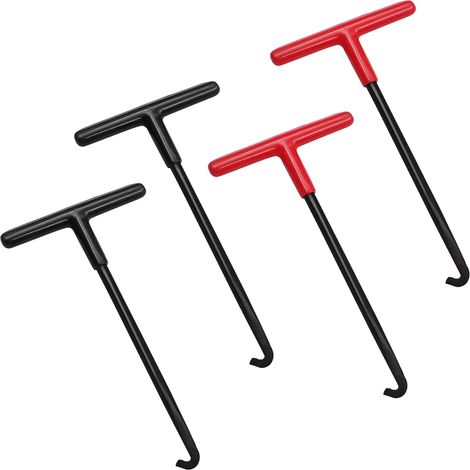 Lot de 4 extracteurs à Ressort à poignée en T (2 Rouges, 2 Noirs) - Outil à Crochet à Ressort pour Motos, échappements, Freins, Freins de véhicules (1/5)