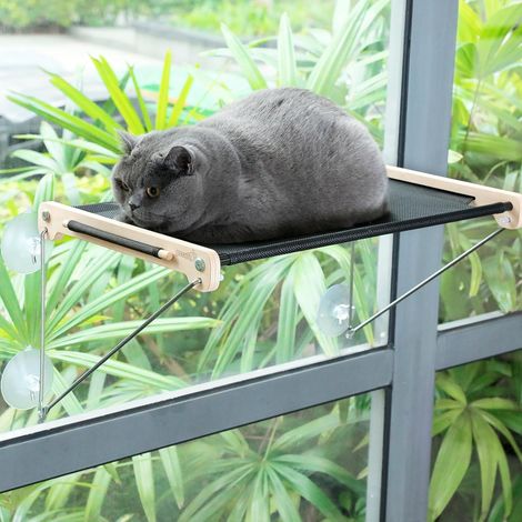 Hamac de Fenêtre Chat 58 36 cm, Chaise Longue de Fenêtre pour Chat, Observer Les Oiseaux Hamac pour Chaton, Chaton Rebord Transparent, Facile à Monter, Capacité Charge maximale 15KG (1/5)