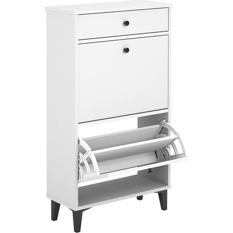 Meuble à chaussures, commode à chaussures coloris blanc - Hauteur 110 x Longueur 61 x profondeur 25 cm (1/2)