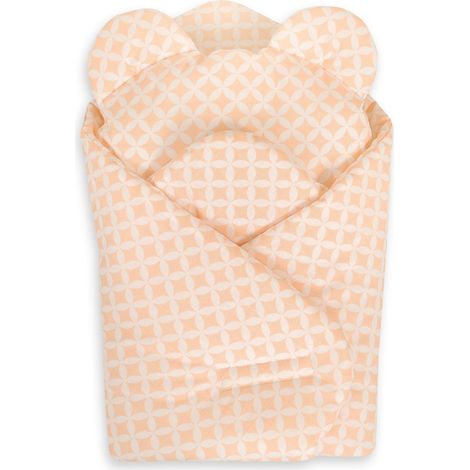 Corne de poupée avec coussin ours en peluche - mini rosette pêche (1/4)