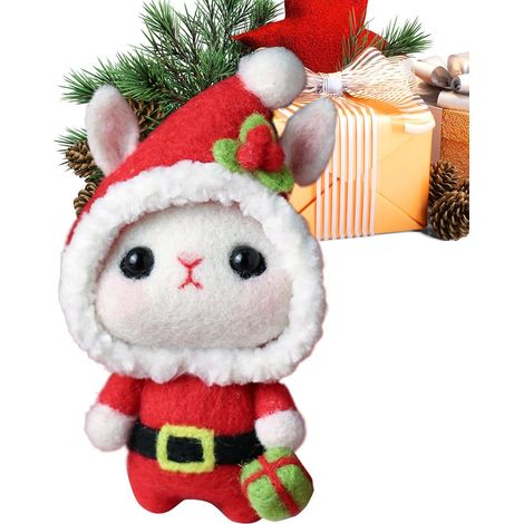 Animaux De Noël En Feutre,Décorations Ornementales DIY Lapin Et Élan,Kit de Matériel pour Animaux Compagnons  Pour La Salle De Classe La Pièce L'Arbre De Noël Les Et Les Adultes (1/5)