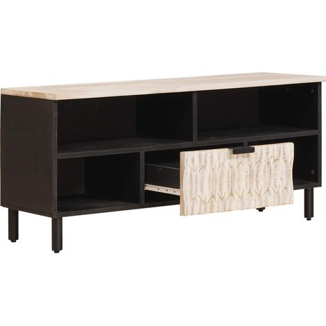 Meuble TV avec tiroir Finition Lavage Blanc 100 x 33 x 46 cm (1/5)