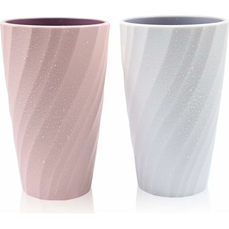 Green Mobility-Lot de 2 gobelets incassables pour salle de bain, doux et durables, pour brosse à dents de salle de bain (blanc et rose) (1/5)