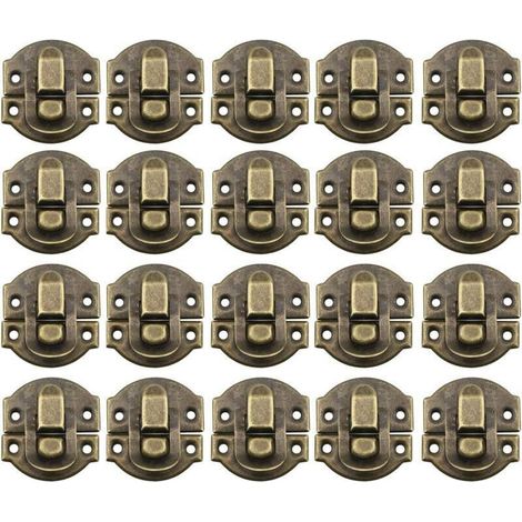 Ahlsen 20Pcs Fermoir Métal Verrouillage Moraillon Vintage Boîte Porte Coque Coffre Fer Ensemble Loquet Tiroir Antique pour Armoire à Bijoux en Bois Décoratif (Bronze) (1/5)