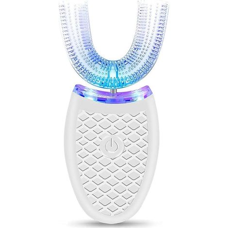Brosse à dents électrique à ultrasons - Nettoyage 360° en U - 4 modes dont blanchiment - Étanchéité IPX7 - Rechargeable USB - Blanche (1/5)
