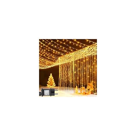 Rideau Lumineux 100m 600 LED Guirlande Lumineuse Mariage avec Transformateur, Timer, 8 Modes Étanche Rideau Lumineux Noël pour Pergola Jardin Extérieur Interieur Décorations - Blanc Chaud