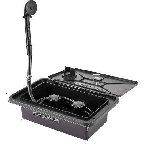Kit de douche extérieure, eau chaude et froide, mécanisme de verrouillage, noir (1/2)