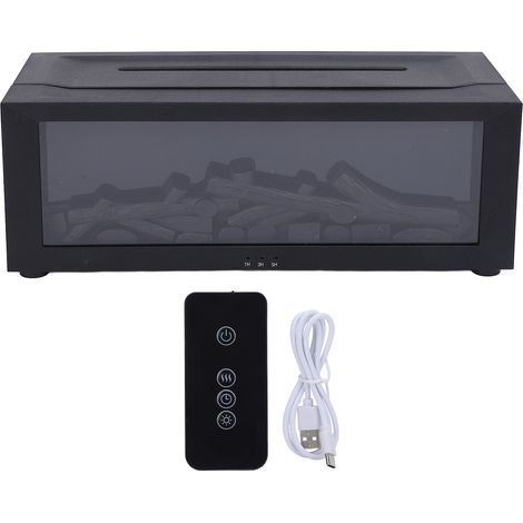 Umidificatore a forma di camino con effetto fiamma 3D, timer da tavolo, simulazione di ambiente silenzioso, diffusore di aromaterapia, luce ambientale per la casa, nero (1/5)