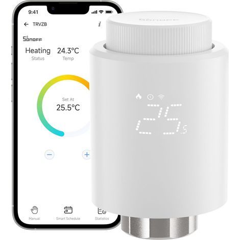Intelligentes, vernetztes Thermostat-Heizkörperventil mit LCD-Bildschirm. (1/5)