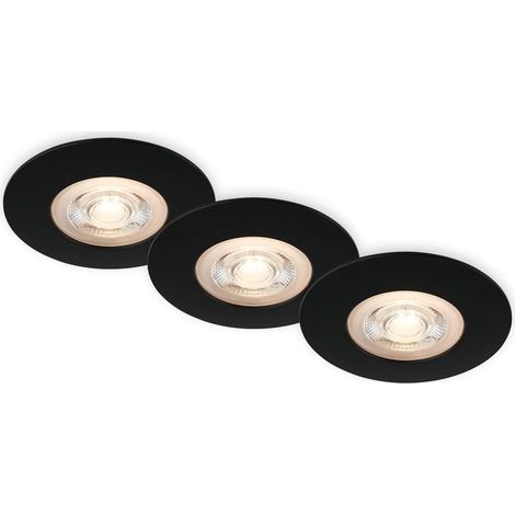 Set of 3 LED recessed ceiling spotlights, ultra-flat recessed spotlights, bathroom recessed spotlights, IP65 bathroom recessed spotlights, matt black, 90x25 mm (DxH) (1/5)