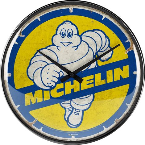 Horloge rétro, Ø 31 cm, Bibendum 80s, Idée de Cadeau pour Fans de Moteur, décoration Murale Cuisine, Design Vintage (1/5)