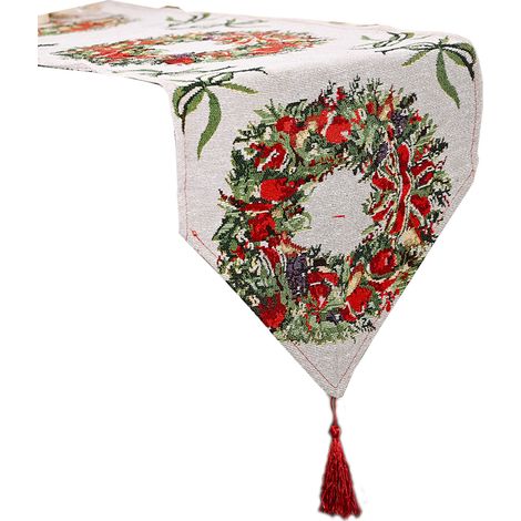 Weihnachtstischläufer mit Weihnachtsmannmotiv, kleine Tischdecke für die festliche Dekoration im Esszimmer, Stil 2