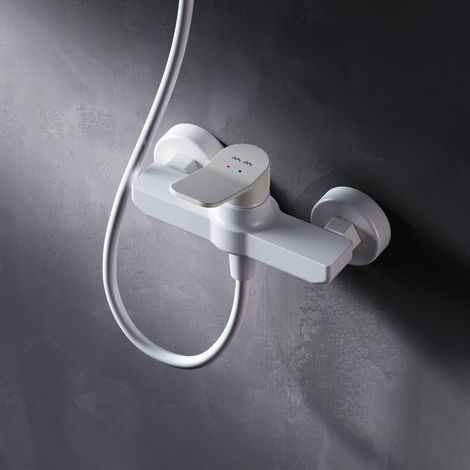 AM.PM Mitigeur Douche Blanc Robinet Douche Main Monté Mur pour Salle de Bains Mélangeur Douche en Laiton (1/5)