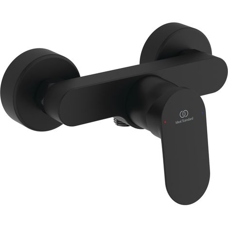 Ideal Standard Alero miscelatore doccia, rubinetto doccia durevole con limitatore di temperatura, 12 l/min (3 bar), montaggio a vista, attacco universale G-1/2 – Nero Opaco (197 x 130 x 111 mm) (1/4)