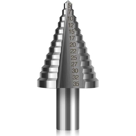 Professionnel Mèche Foret étagé, schälbohrersatz Ø 5–35 mm 2 tranchants Cône Foret conique HSS Argent (1/5)