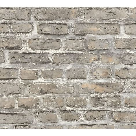 Stone tile wallpaper wall Profhome 361394 non-woven wallpaper smooth with nature-inspired pattern matt grey brown 5.33 m2 (57 ft2) (1/5)