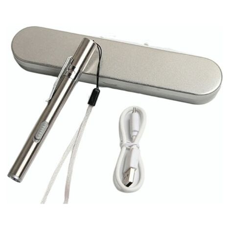 Lampe stylo torche jaune 60 lm, rechargeable USB, en acier inoxydable, avec clip de poche. (1/5)