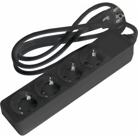 Base Noire 4 Prises câble 1,5 m : multiprise à 4 Prises, pour connecter Plusieurs appareils. Séquences d'énergie sûres et Design élégant pour Maison ou Bureau.