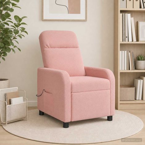 vidaXL Silla de masajes reclinable Rosa Bouclé (1/5)