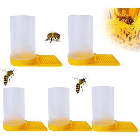 Honey Water Dispensers for Bees,5Pcs Yellow Beekeeping Supplies Plastic Bee Liquid Feeding System Beekeeping Tool Hive Waterer Feeding Equipment (1/5)