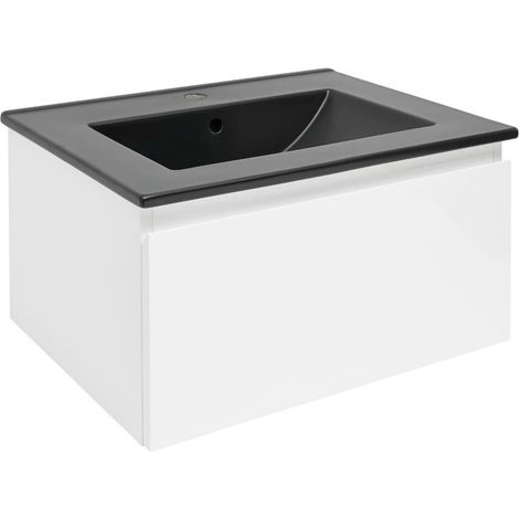 Ensemble meuble avec vasque - SAT - B-WAY - 59x30x45 brillant - Blanc (1/5)