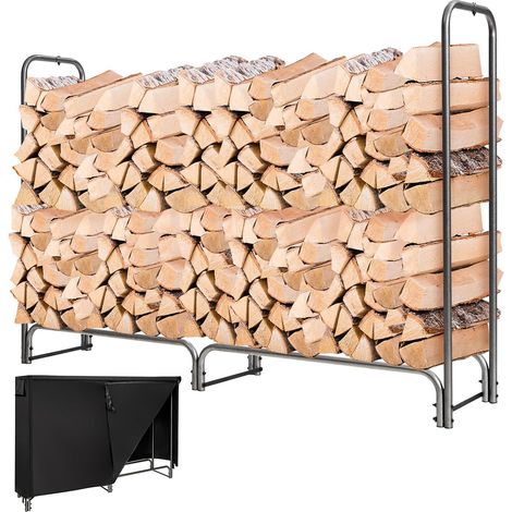 Costway – Abri à bûches extérieur avec housse PVC imperméable – Rangement bois 36-61cm de long – Structure en fer robuste – Ventilation optimisée (1/5)