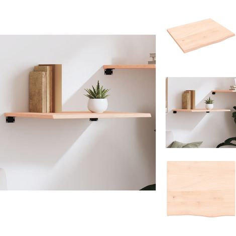 Wandregale - Living Wandregal 60x50x2 cm Massivholz Eiche Unbehandelt (1/4)