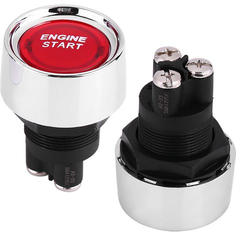Bouton-poussoir de démarrage moteur 12-24 V 50 A pour véhicule, avec LED rouge (1/5)