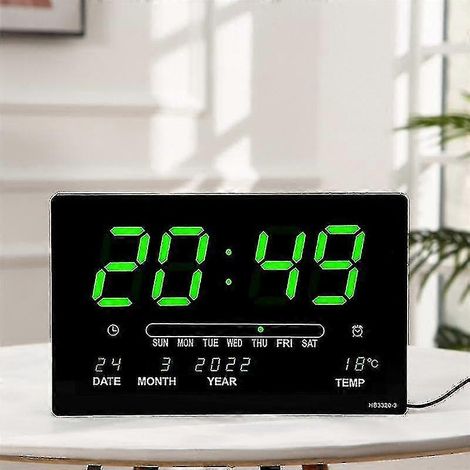 Horloge électronique numérique murale à calendrier perpétuel LED bleue PXCL (1/5)