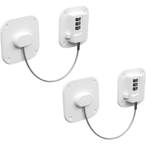 Lot de 2 Serrure Frigo avec Code, Cadenas Frigo pour Enfants, Adhésive Verrou de Réfrigérateur à Combinaison, Securite Bloque pour Porte Frigo Fenêtre Placards Armoires (1/4)