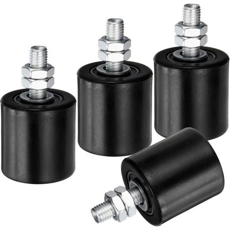 Lot de 4 rouleaux de guidage pour portail coulissant, 5,1 cm en nylon,support de portail,guide universel à roulement à billes scellé (1/5)