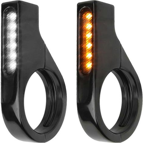 Clignotants LED universels séquentiels à double fonction pour fourche avant de moto, 12 V, ambre clignotant (1/4)