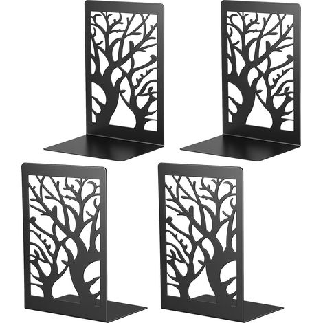 4 PCS Serre Livres, Cale Livre en Métal, Presse Livre Noir Serre-Livres Robustes, 12 x 9 x 17.5 cm Antidérapant, pour Enfants, Maison, Bureau, Écoles (1/5)