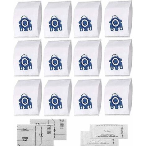 FOREHILL HyClean 3D FJM Sac d'Aspirateur pour Miele (12 sacs, 2 filtre pour moteur, 2 filtre évacuation) Sac d'Aspirateur pour Miele GN Pack XXL, Alternative pour Miele 9917730 GN HyClean 3D (1/2)