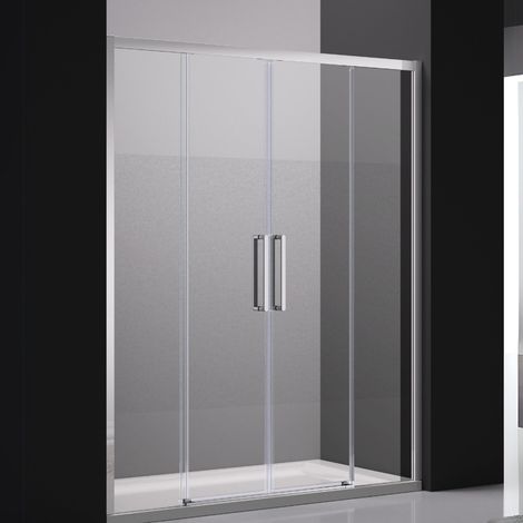 Paroi de douche 160 cm avec double porte coulissante ajustable - Sablée (1/3)