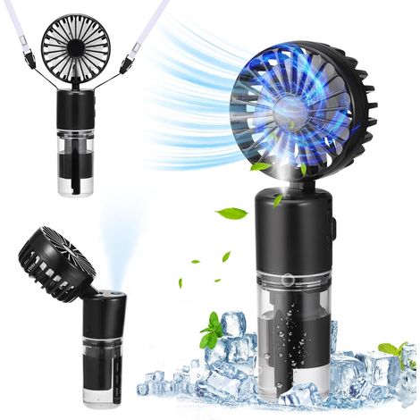 Mini ventilateur portable, ventilateur suspendu au cou, ventilateur silencieux pliable, adapté à l'extérieur, aux voyages, noir