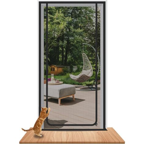 Porte moustiquaire pour chat, porte moustiquaire en maille renforcée pour introduire de nouveaux chats, garder les animaux domestiques à l'intérieur et permettre la circulation de l'air frais 90x190c (1/3)