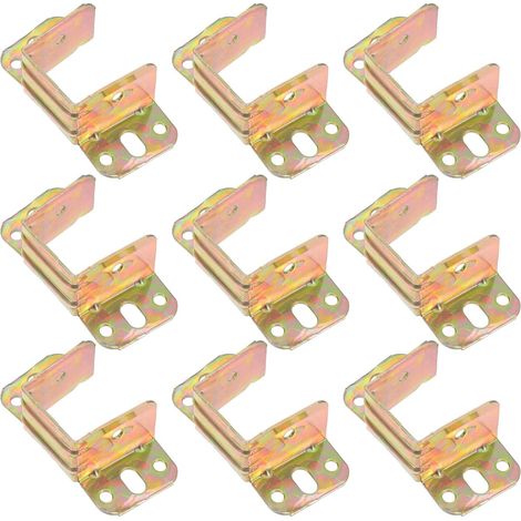 Lot de 10 charnières de lit, support de lit, connecteur en fer, installation facile, fixation robuste, pièces détachées pour meubles (1/5)