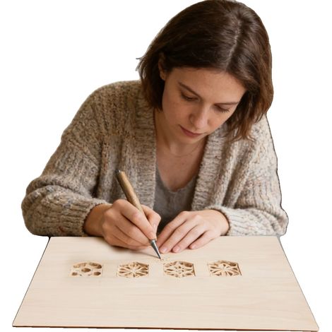 Feuilles de contreplaqué, 40x40 cm, épaisseur 2,7 mm, 30 pièces, couleur bois, forme carrée (1/5)