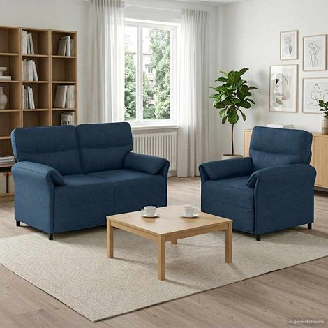 vidaXL Ensemble de Canapés 2 pc Bleu Tissu (1/5)