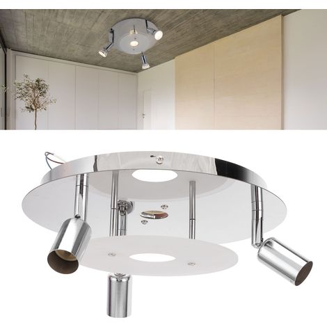 Plafonnier GU10, plafonnier rond à trois têtes, luminaire design moderne et épuré en fer forgé, décoration intérieure, chambre, salle à manger, salon, balcon, couloir, salle de bain (1/5)