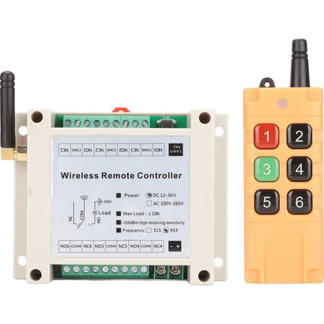 Interrupteur Télécommande 6CH 433MHz Multifonction pour Portes et Fenêtres Électriques, Relais Industriel DC12‑36V (1/5)