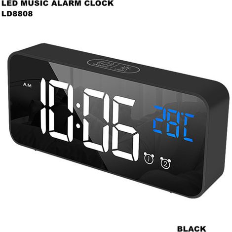 Digitaler Wecker, LED-Wecker mit Schlummerfunktion, lädt USB-Anschlüsse (schwarz)