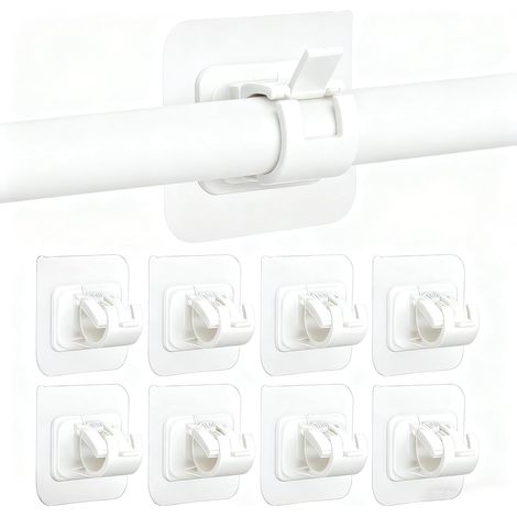 8 Pièces Support Tringle Rideaux,Auto-Adhésif,Sans Percage,9 Kg,Maison Salle De Bain Cuisine (1/5)