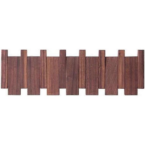 Porte-manteau mural en bois massif, crochet pour vêtements, patère de porte, porte-manteau décoratif, couleur noyer, 6 crochets (1/5)