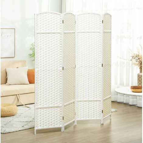 Paravento pieghevole a 4 pannelli, bianco, 160 x 170 cm, legno e polipropilene HAVRYA (1/5)