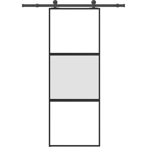 Schiebetür mit Beschlag 76x205 cm Hartglas & Aluminium