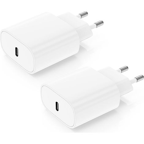 Chargeur USB C 2Pack 20W Prise USB C Rapide Secteur Type C Mural Alimentation Adaptateur pour 17/17 Air/17 Pro/17 Pro Max /16/15 /14/13 /12/11 /X/XS/XR/SE/iPad (1/5)
