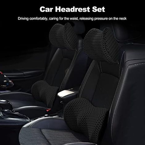 Type D'aile Coussin Lombaire pour Siège de Voiture Bureau Endormi, Ergonomie Support Lombaire & Oreiller de Cou, Oreiller Cervical Respirant Confort Mousse Mémoire, Noir (1/4)