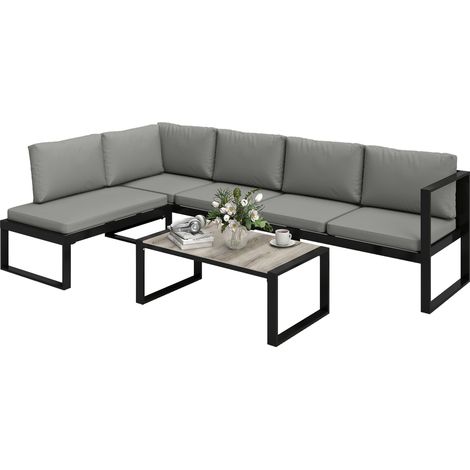 Outsunny Garden Sofa Set with 2 Loveseats, Armless Chair, Coffee Table (1/5)